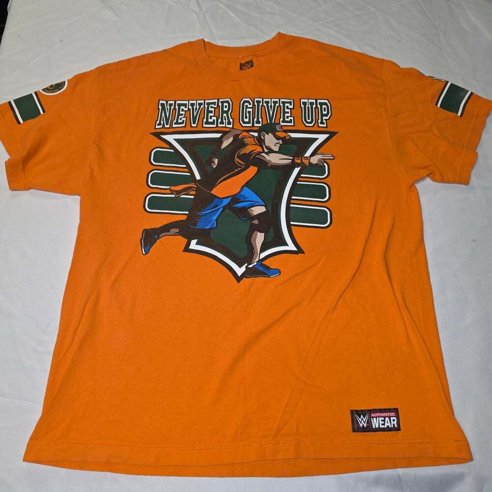 WWE Authentic Wear John Cena 15X Never Give Up Orange T-Shirt